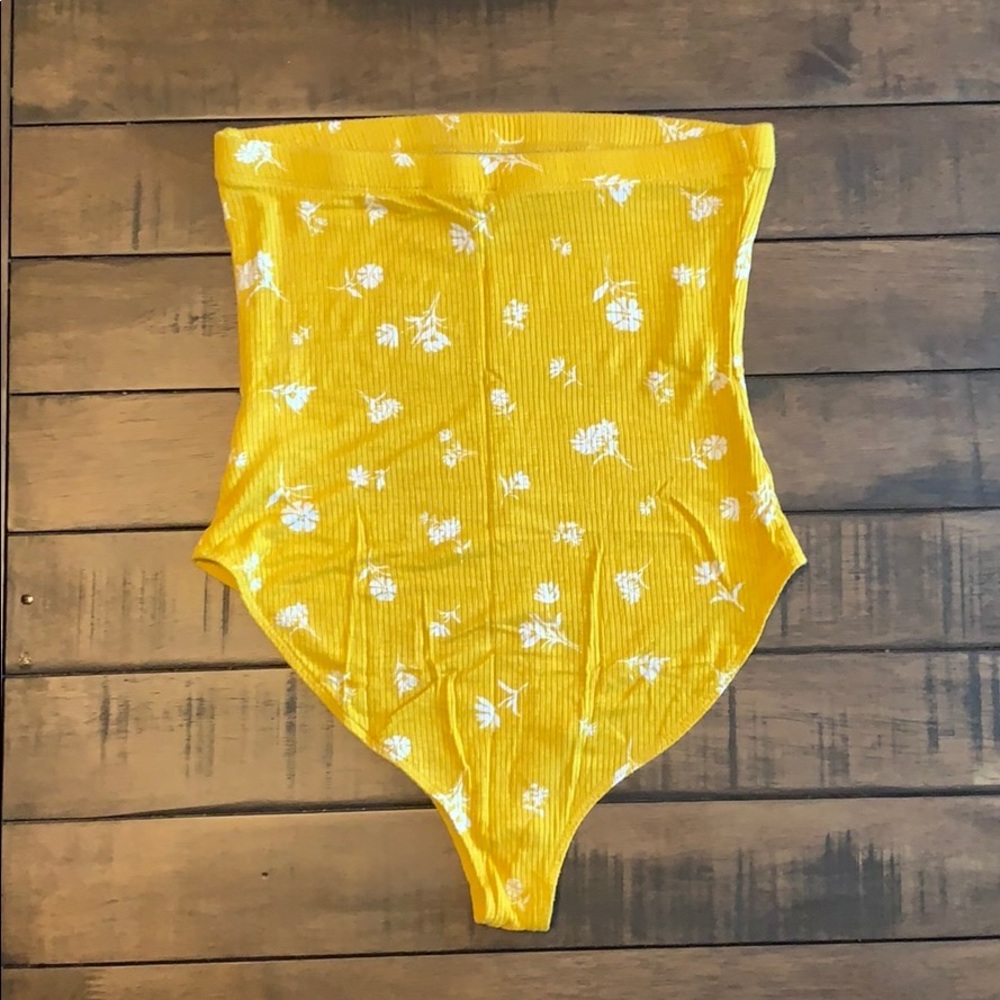 Strapless Yellow Bodysuit
